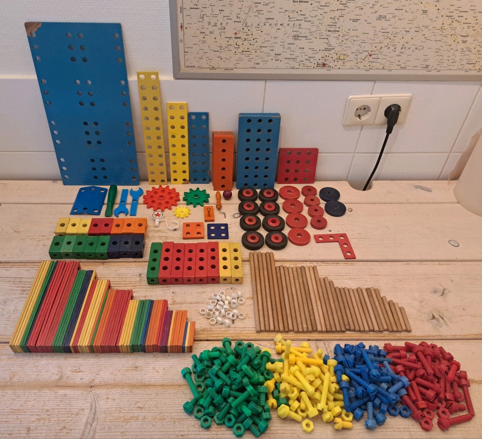 Vintage houten SIO constructie montage speelgoed, Ophalen of Verzenden, Gebruikt
