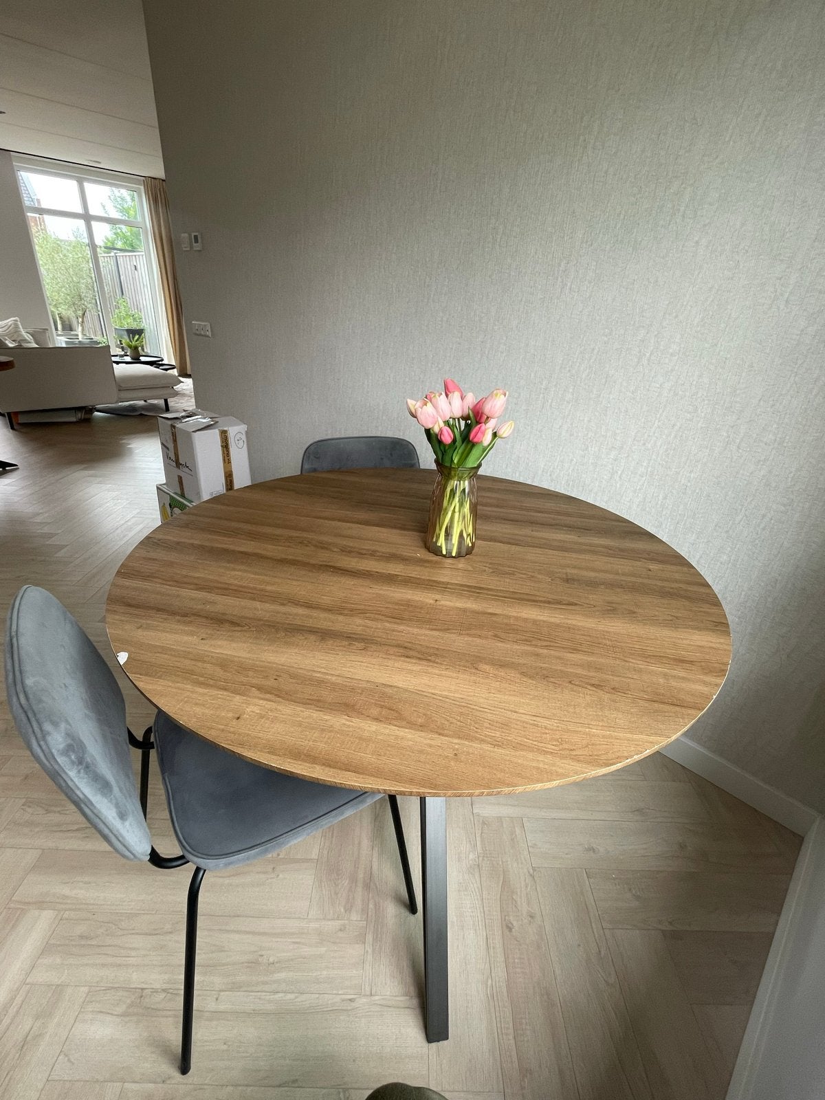 Ronde eettafel 120cm, Ophalen, Gebruikt, 100 tot 150 cm, Rond