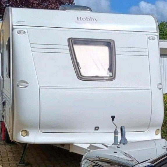 Hobby caravan met voortent en fietsenrek, Vast bed, Rondzit, Hobby, Particulier