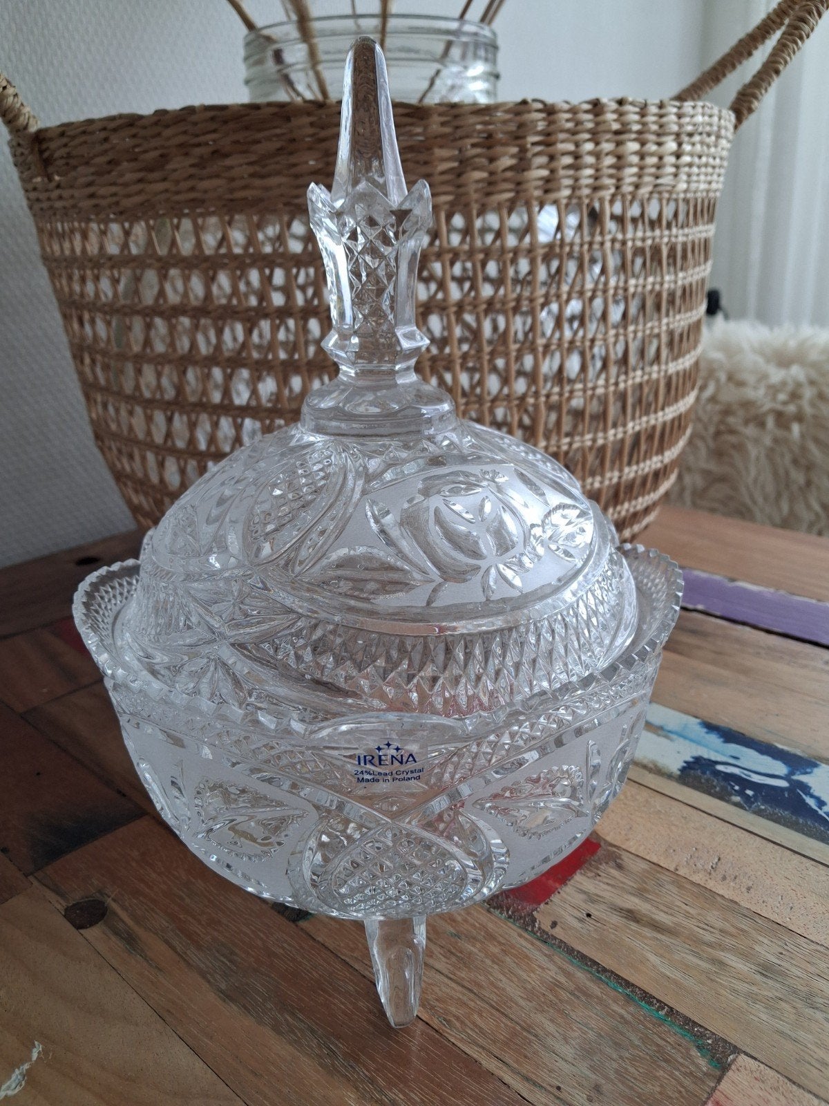 Grote vintage bonbonniere # leuke kitch # chrystal/glas, Ophalen of Verzenden