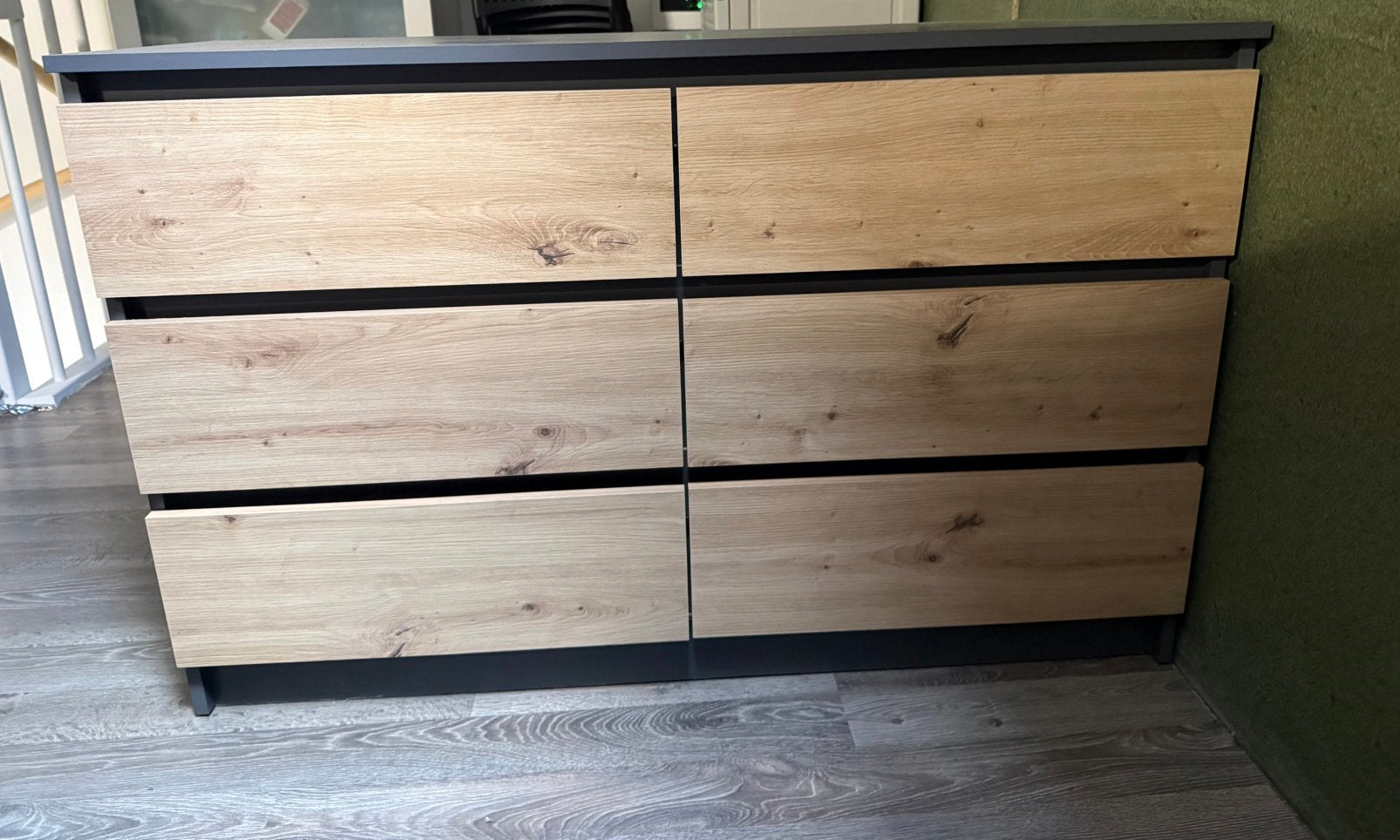 Ladekast antraciet eiken, Ophalen, 100 tot 150 cm, Zo goed als nieuw, Minder dan 100 cm
