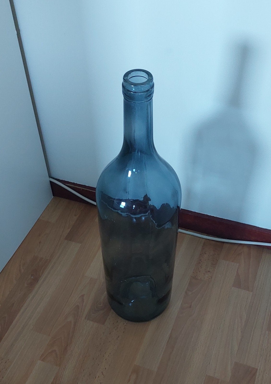 Blauwe decoratieve glazen fles - 53 cm hoog, Ophalen