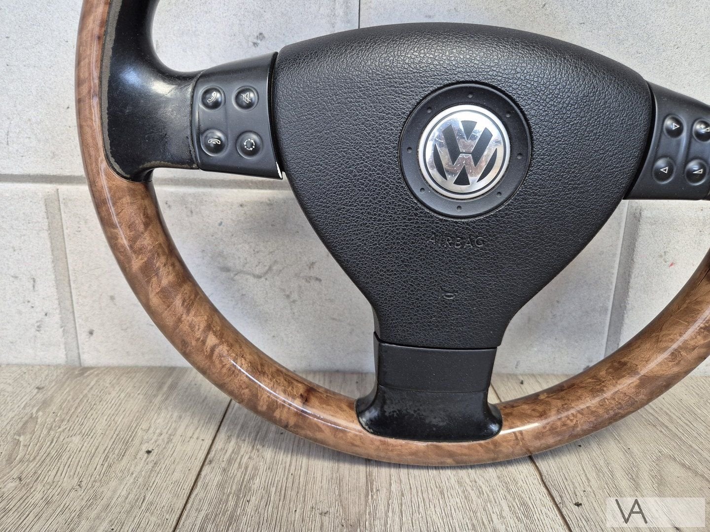 Houten stuur met airbag 3 spaak voor VW Golf 5 Polo Caddy, Gebruikt, -, Volkswagen, -