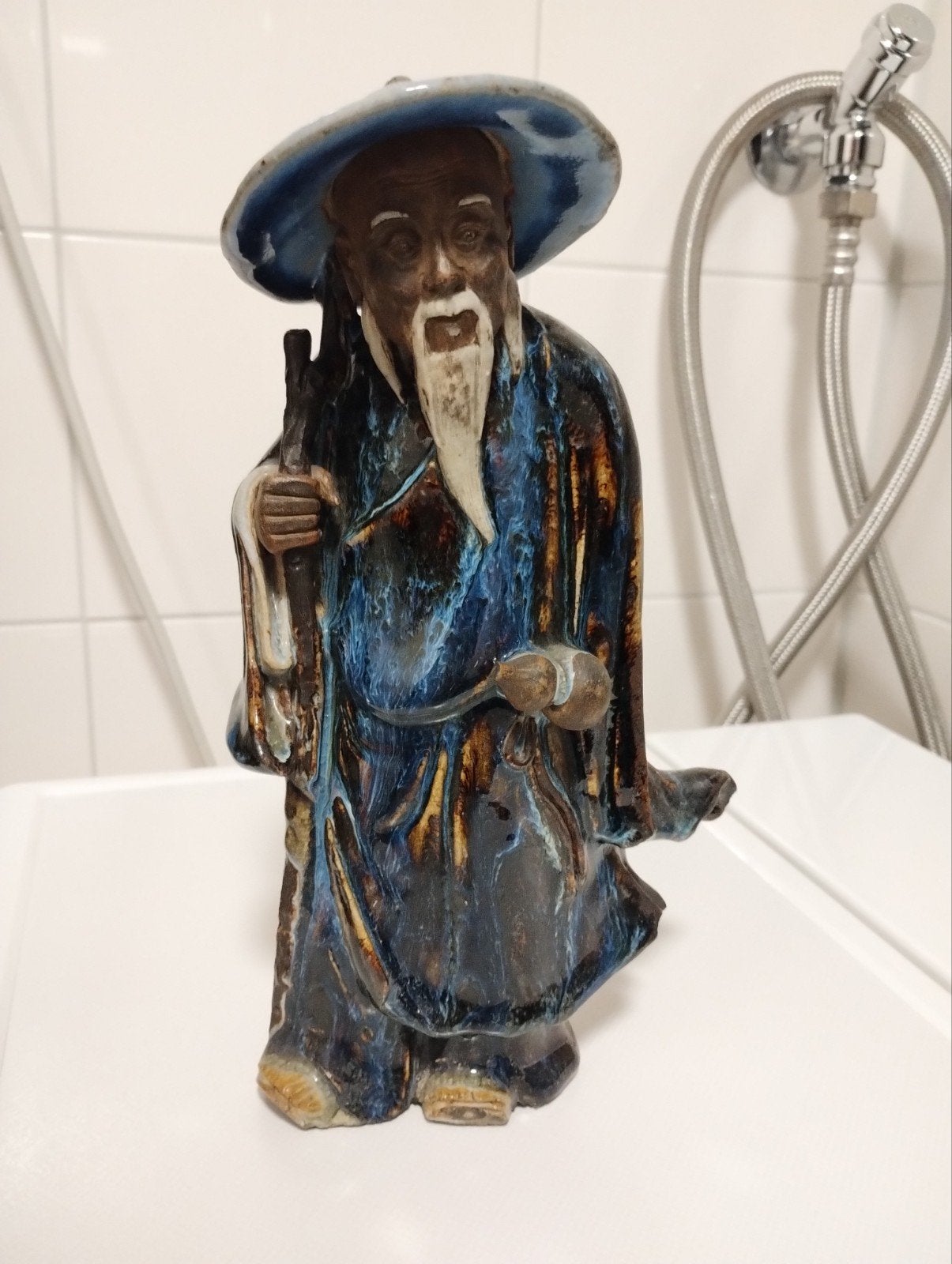 Antiek Chinees blue glazed shiwan shekwan Su Wu mudman, Ophalen of Verzenden