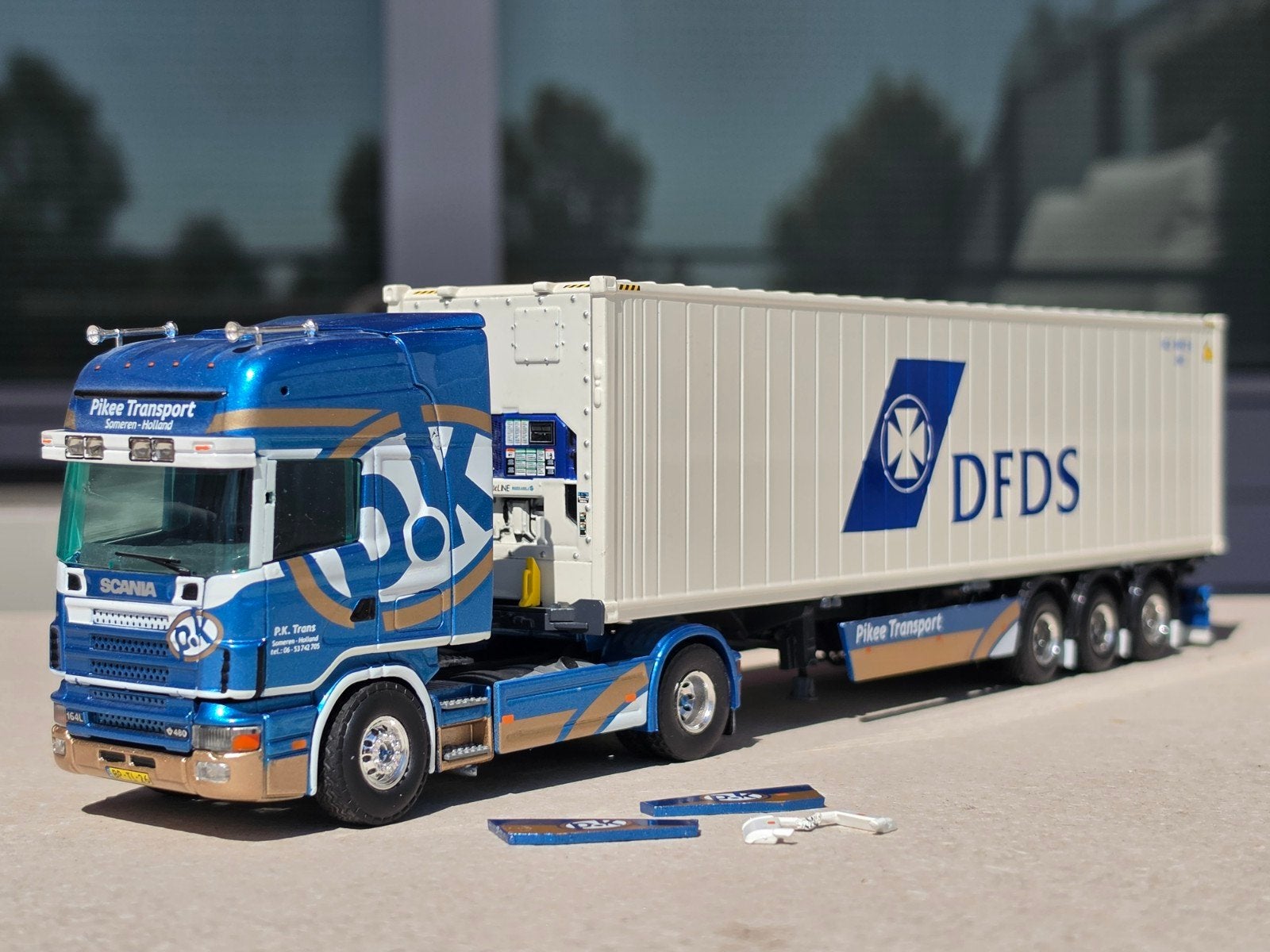 Tekno Pikee Transport Scania, Hobby en Vrije tijd, Modelauto's | 1:50, Ophalen, Zo goed als nieuw, Bus of Vrachtwagen, Tekno