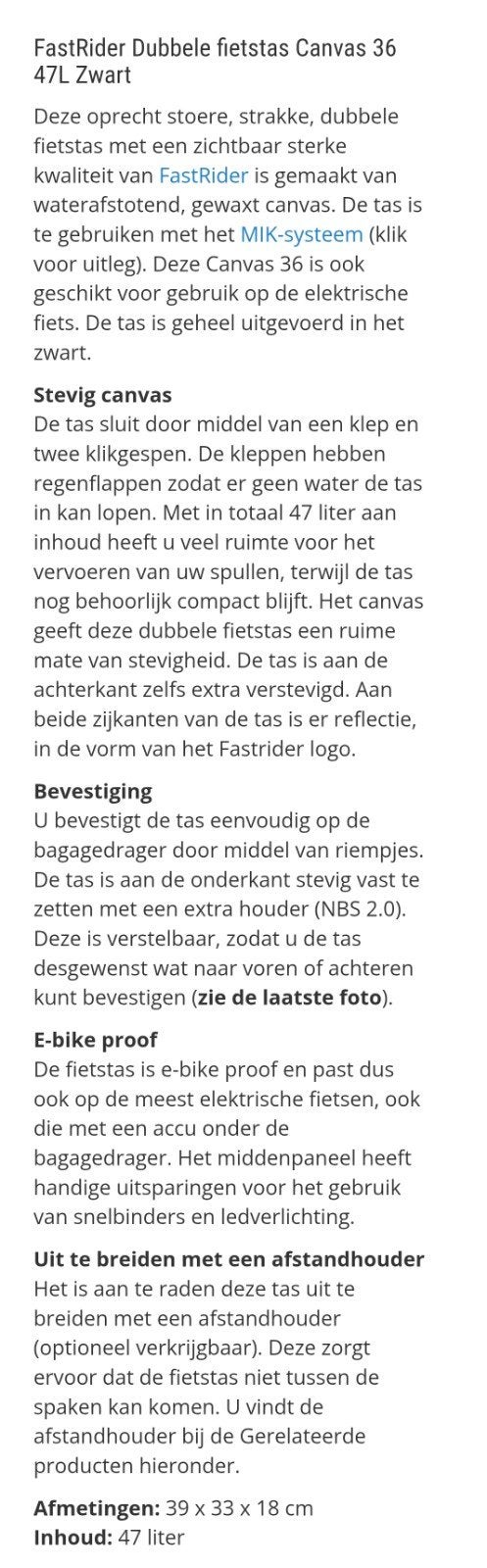Dubbele fietstassen FastRider Hybride 94, Ophalen, Zo goed als nieuw, FastRider Originals