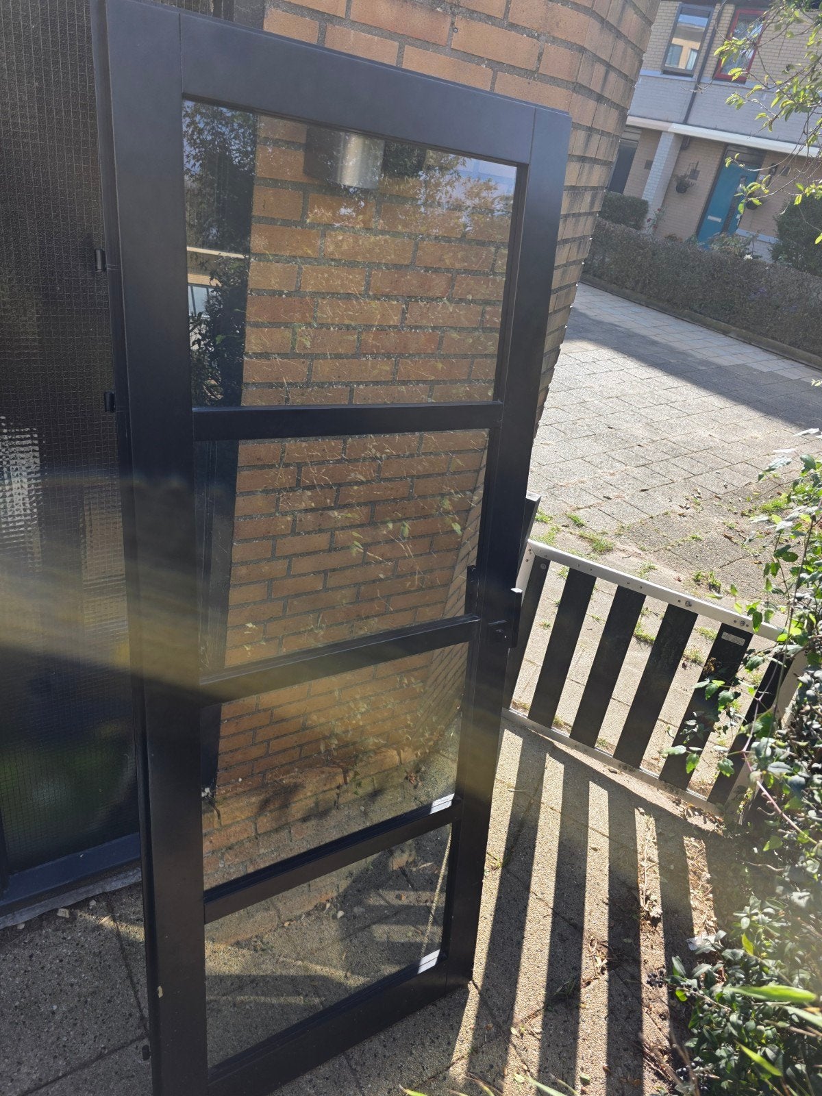 Zwarte Binnendeur met Glas - 210x85 cm, Ophalen, Gebruikt, 80 tot 100 cm, Buitendeur