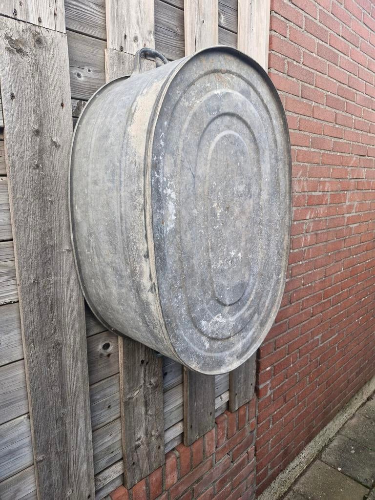 Grote zinken tijl - Vintage wasbak of decoratie, Ophalen of Verzenden, Gebruikt
