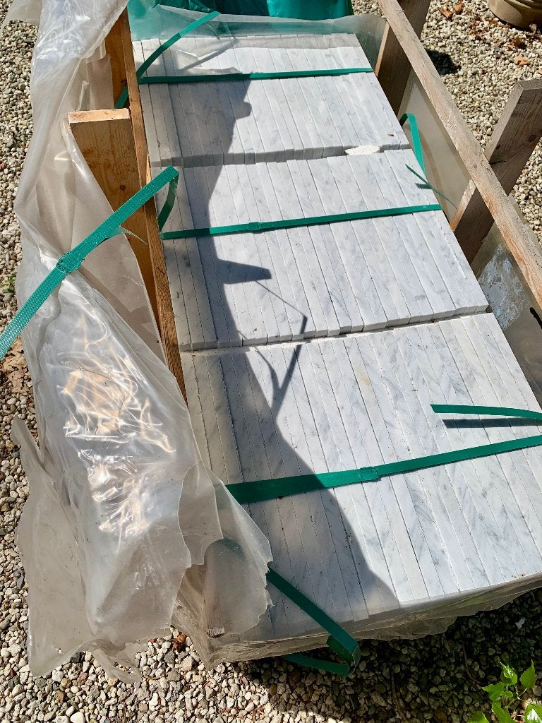 12 m2 Carrara marmer tegels 40x40x2 gezoet, Ophalen, 40 tot 60 cm, 40 tot 60 cm, Nieuw