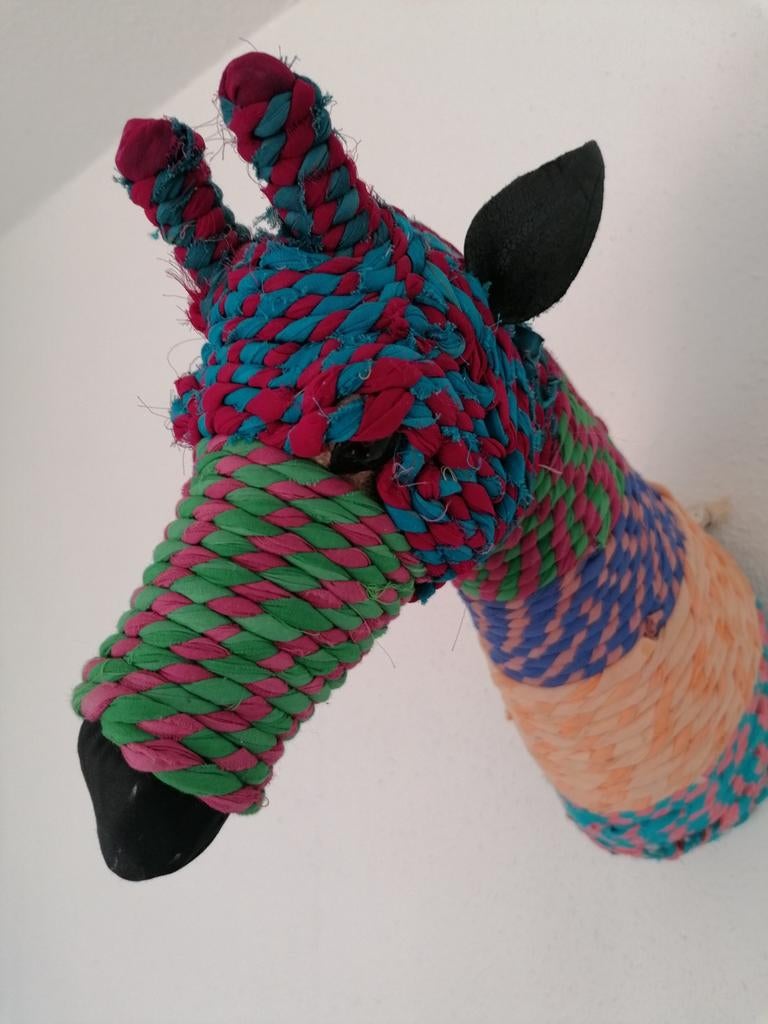 Giraffe van gevlochtenn touw in vrolijke kleuren., Ophalen of Verzenden, Wanddecoratie