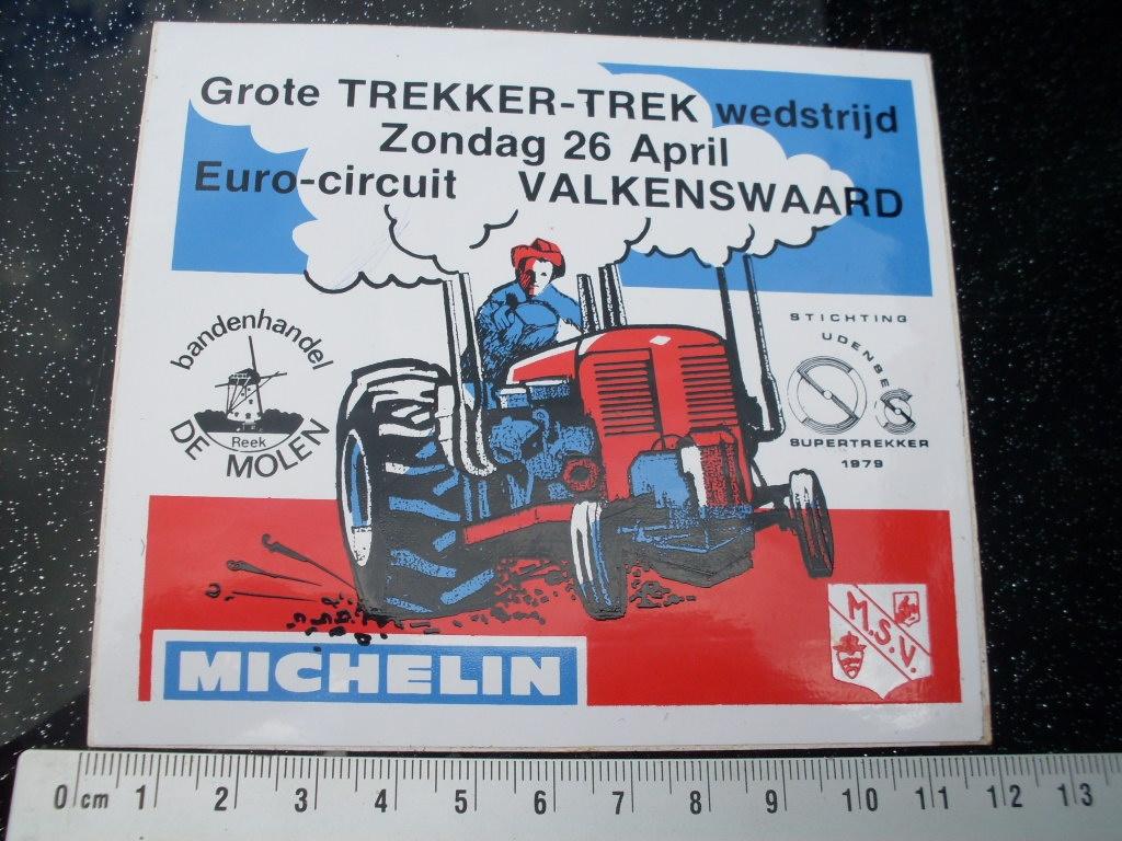 sticker trekker-trek wedstrijd michelin tractor pulling logo, Verzenden, Zo goed als nieuw, Sport