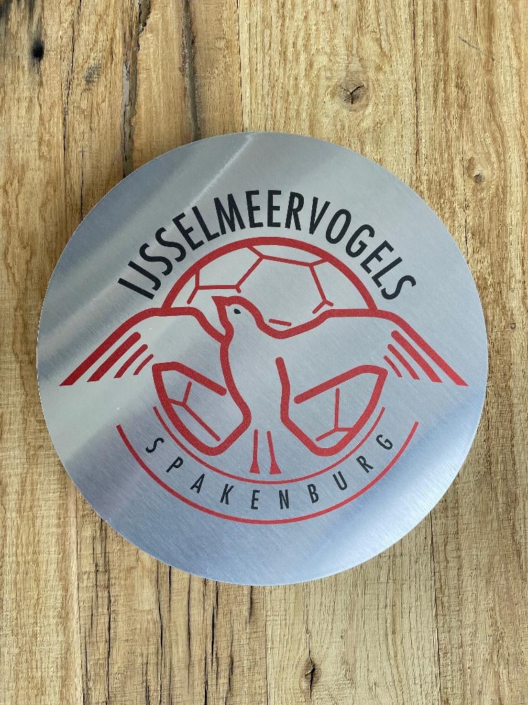 Reclamebord IJsselmeervogels embleem rond alu of wit, Ophalen of Verzenden, Nieuw, Reclamebord