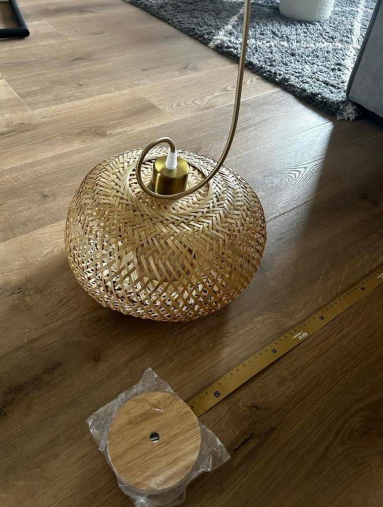 2 NIEUWE Rotan/boho lampen!, Ophalen, Nieuw, Boho/rotan, Minder dan 50 cm
