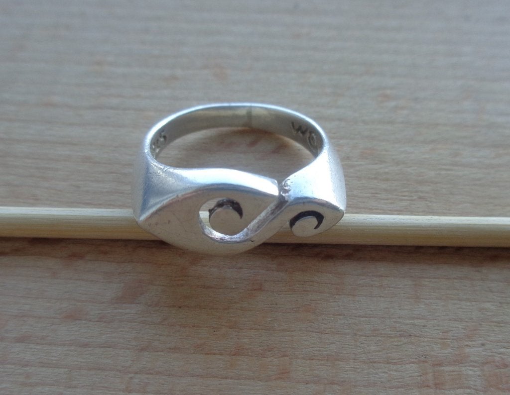 zilveren sierlijke design ring [646], Verzenden, Zo goed als nieuw, 17 tot 18, Dame