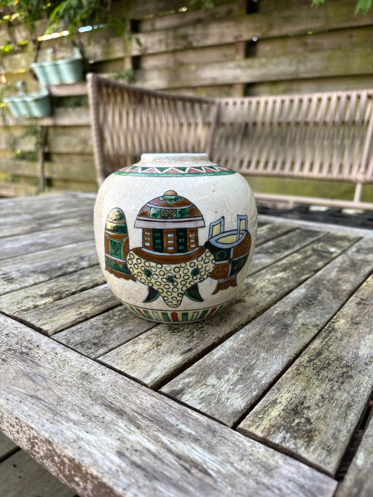 Antieke Chinese Gemberpot Crackle Glaze– "Honderd Oudheden", Ophalen of Verzenden