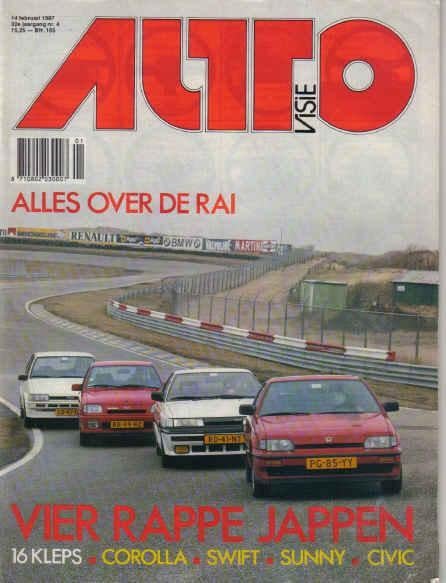 Autovisie 4 1987 : Honda Civic CRX 16V - Toyota Corolla GT, Boeken, Auto's | Folders en Tijdschriften, Gelezen, Algemeen, Ophalen of Verzenden