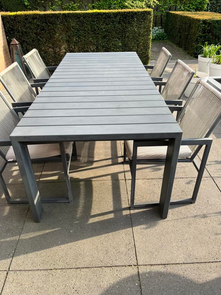Borek tuin/ eetset met 6 stoelen, Tuin en Terras, Tuinsets en Loungesets, Ophalen, Overige materialen, Gebruikt, 6 zitplaatsen