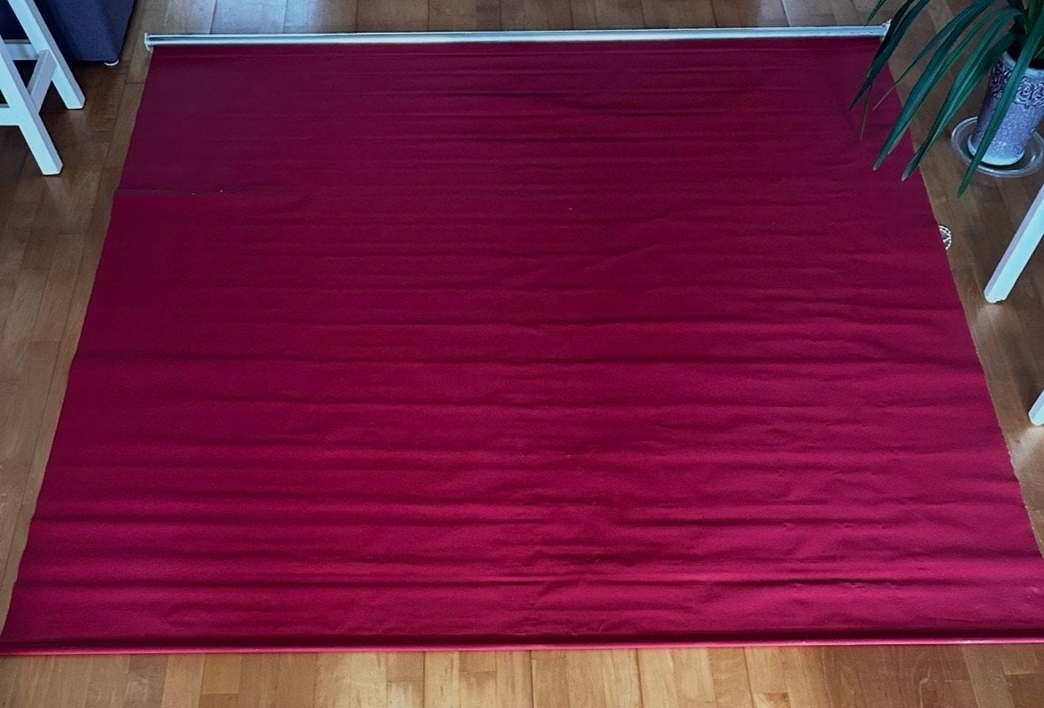 Rood rolgordijn 198x192,5 cm, verduisterend, Huis en Inrichting, Gebruikt, Ophalen of Verzenden, Rolgordijn, Koordbediening