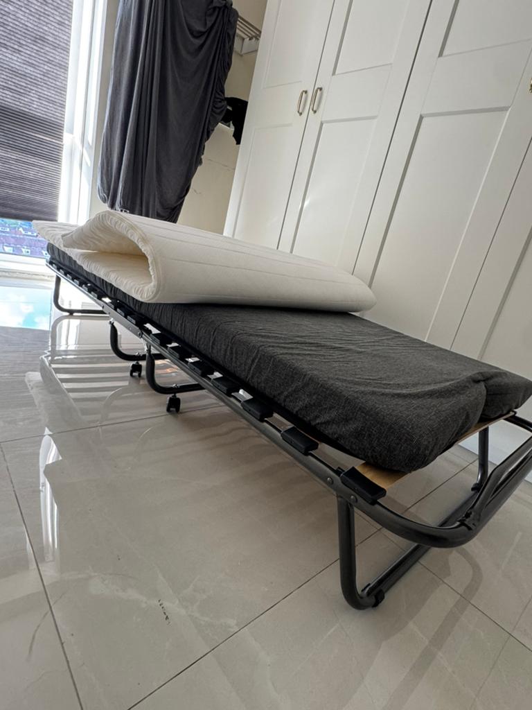 Vouwbaarbed met GRATIS matras en Onderlegger, 90 cm, Eenpersoons, Zwart, Ophalen of Verzenden
