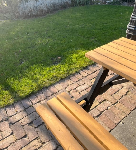 zwart/bruine picknicktafels - gloednieuw, Nieuw, Ophalen of Verzenden, Inklapbaar, Rechthoekig