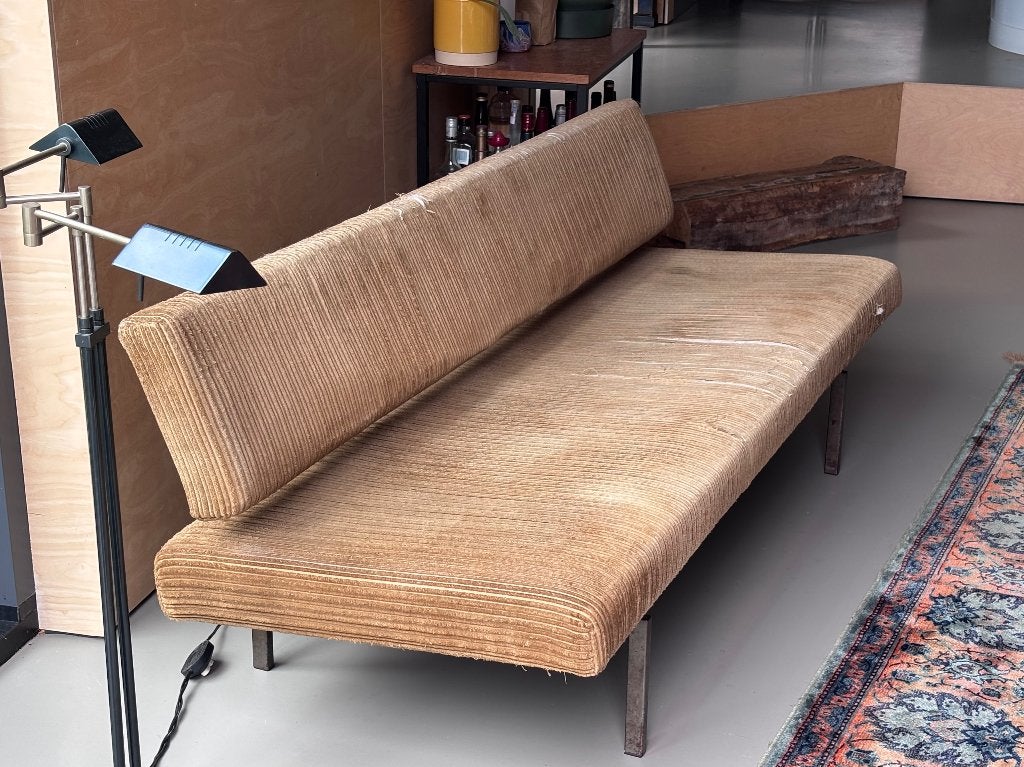 60s vintage Gijs van der Sluis voor Gispen slaapbank, Ophalen, Gebruikt, Driepersoons, 75 tot 100 cm