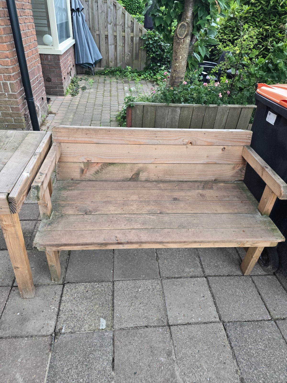 Douglas hout bankje en tafel, Ophalen, Gebruikt, Hout