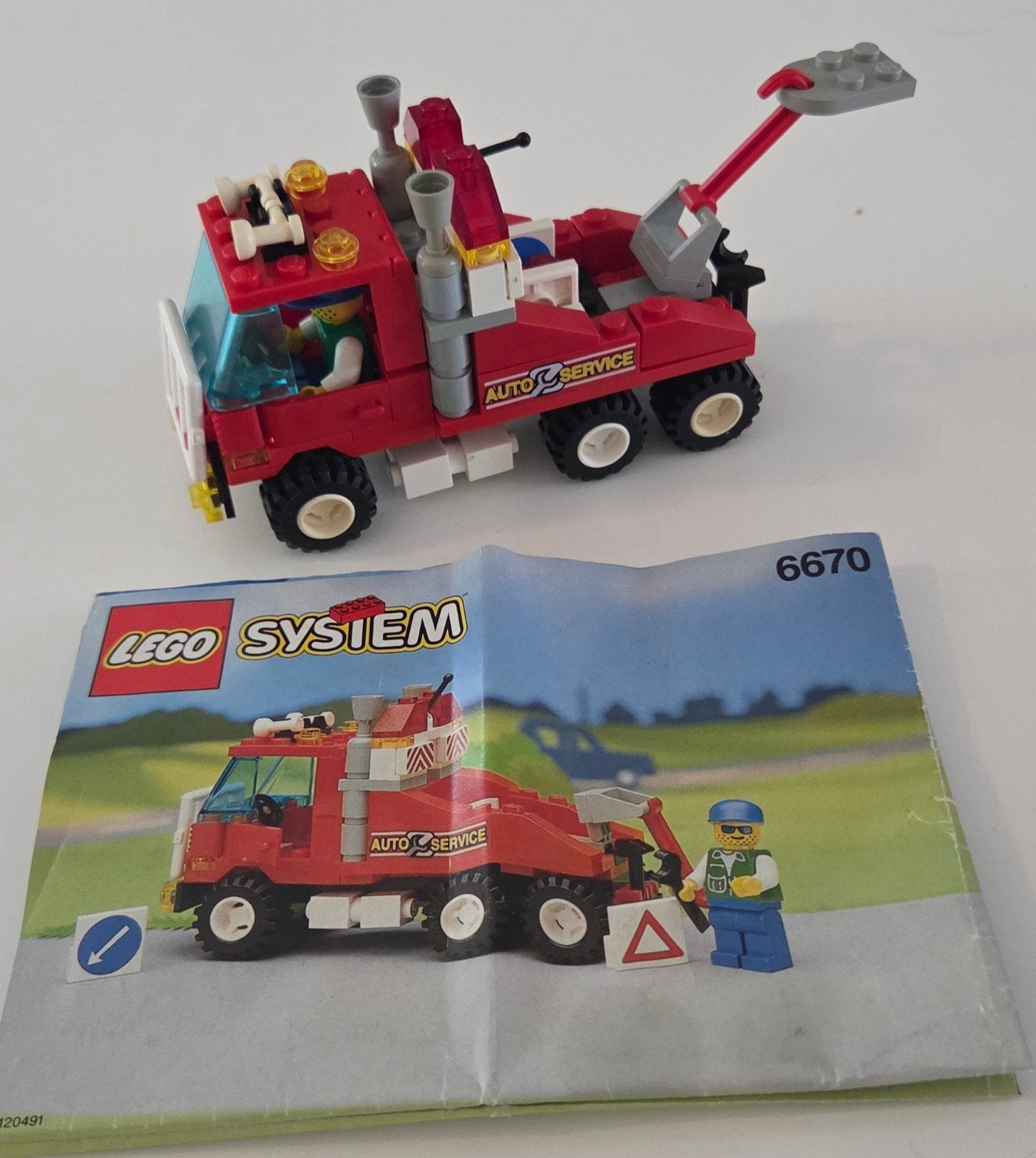 Lego System 6670 Takelwagen Auto Service, Compleet, Lego, Ophalen of Verzenden, Complete set