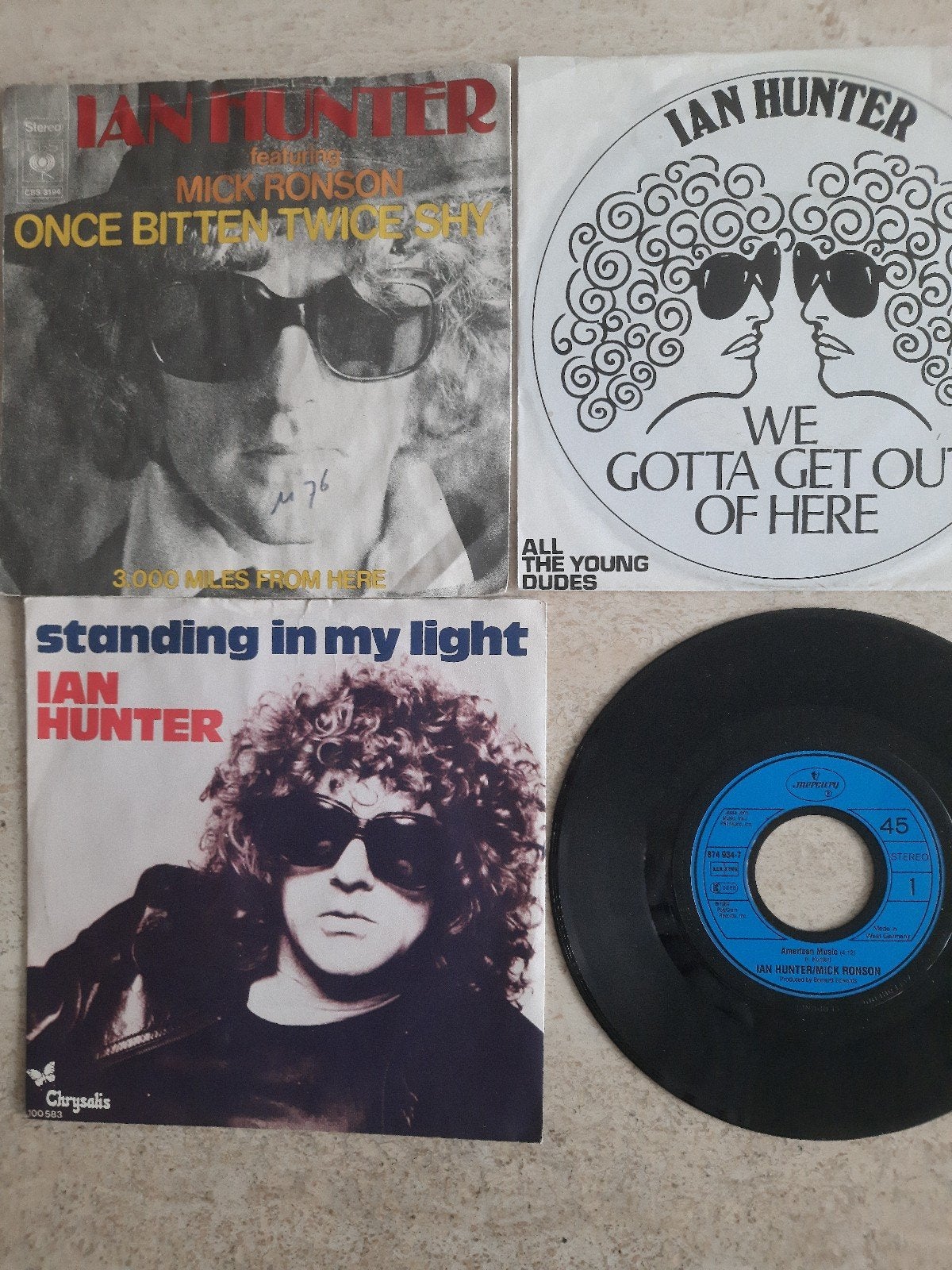 4x vinyl singels van Ian Hunter, Ophalen of Verzenden