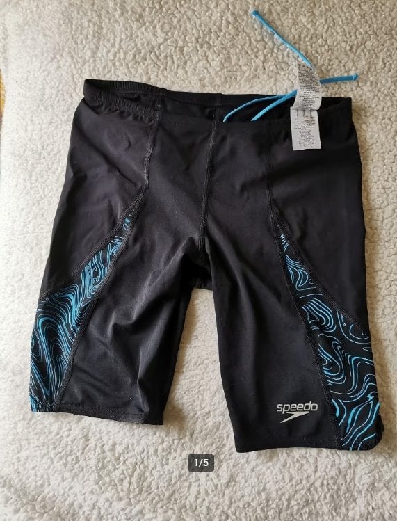 Speedo zwart met turquoise zwembroek., Meerkleurig, Ophalen of Verzenden, Speedo, Zwemslip