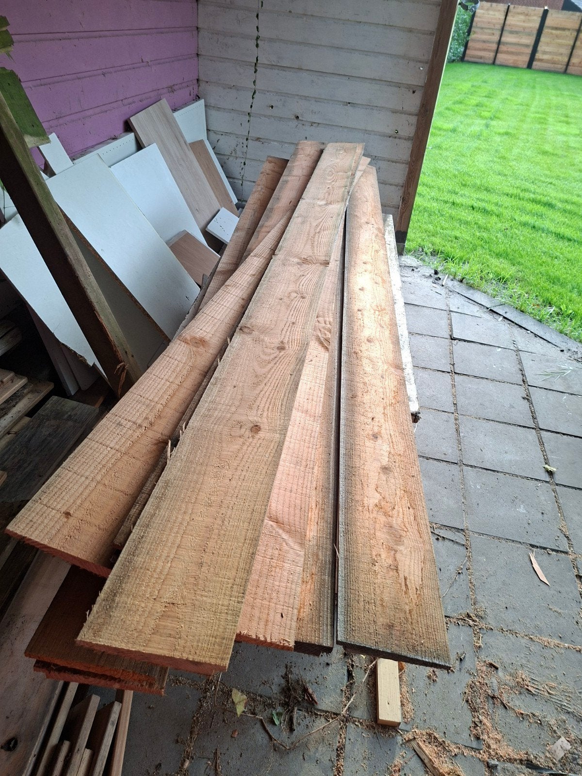11 Zweeds rabat planken (2.5m) + reststukken, Doe-het-zelf en Verbouw, 25 tot 50 mm, Nieuw, 250 tot 300 cm, Plank