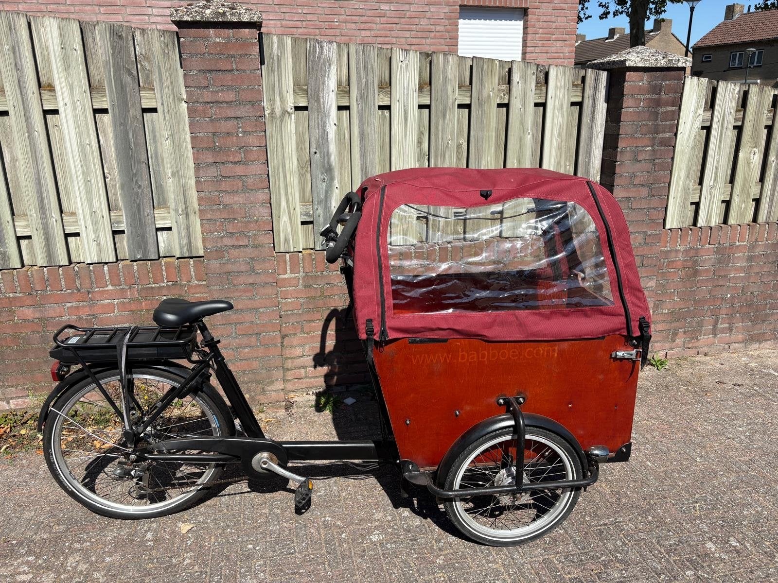 Babboe Big elektrische bakfiets met huif, Ophalen, Gebruikt, Elektrisch, 2 kinderen