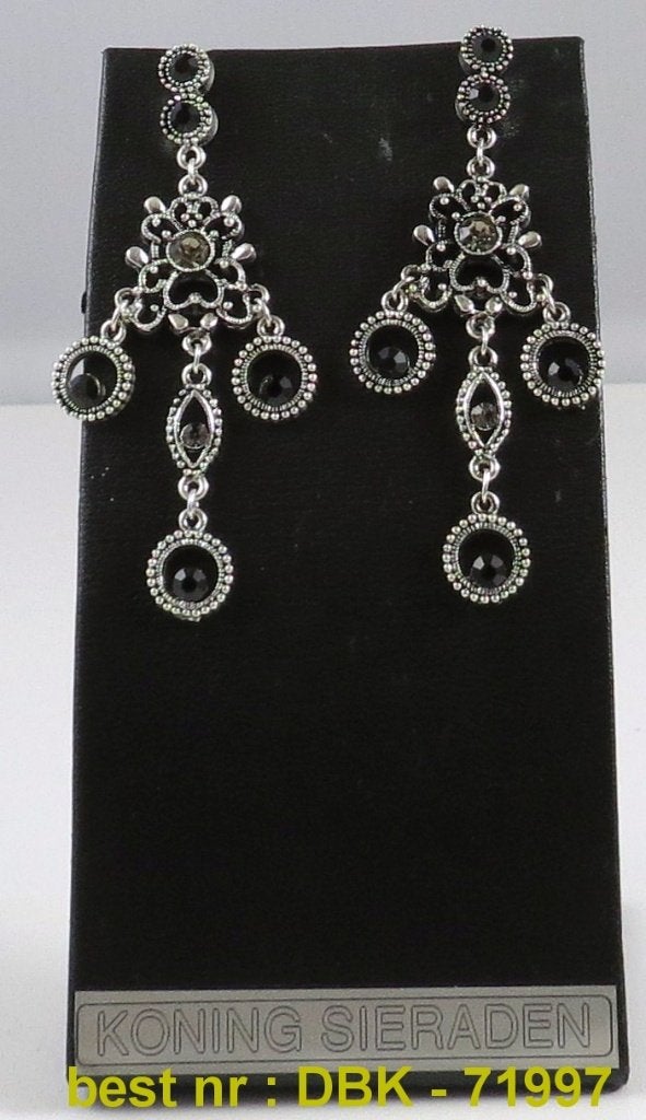 Oorstekers 7cm met zwarte strass steentjes, Marktplaats@koningsieraden.nl, Overige materialen, Verzenden, Zwart