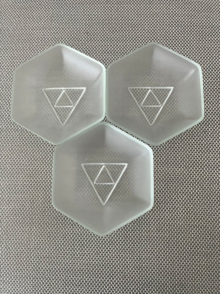 3x gesatineerde hexagonale schaaltjes van Copier uit 1933, Ophalen of Verzenden