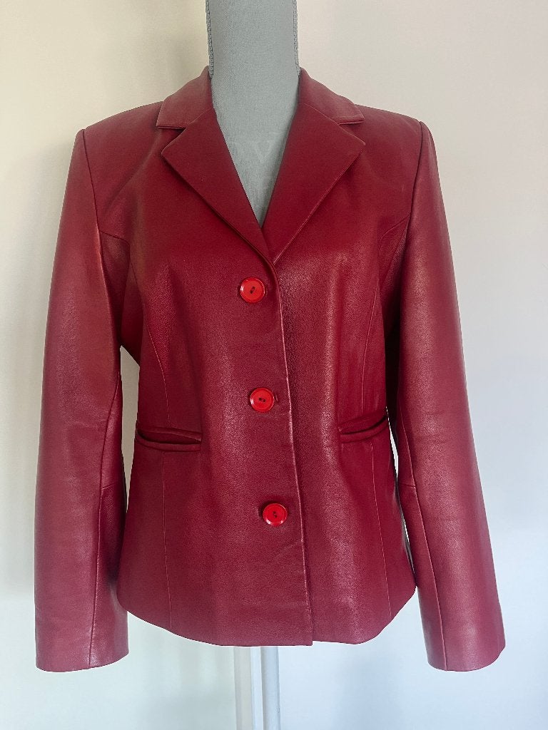 Rood leren jasje/colbertje - Soussi Amsterdam, Kleding | Dames, Maat 38/40 (M), Soussi, Ophalen of Verzenden, Jasje