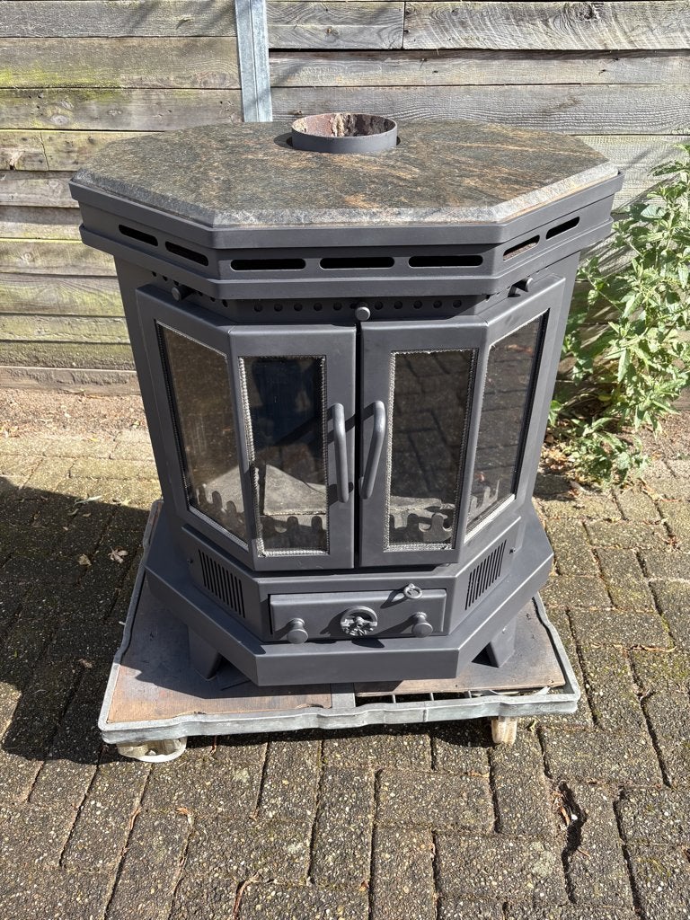 Reny Oslo XXL houtkachel met een speksteen bovenblad, Ophalen, Gebruikt, Vrijstaande haard, Houthaard