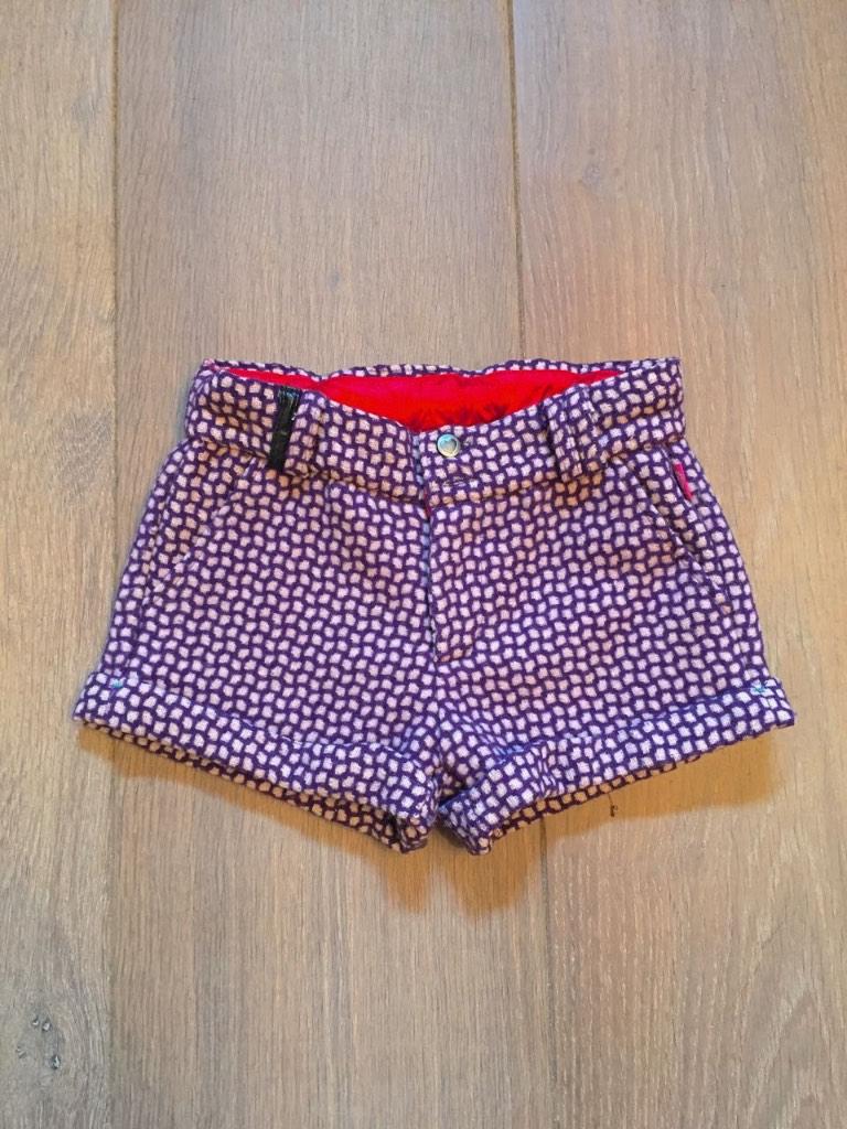 ZGAN Bomba kort broekje lila met print; borgstof; mt 110-116, Broek, Meisje, Ophalen of Verzenden, Zo goed als nieuw