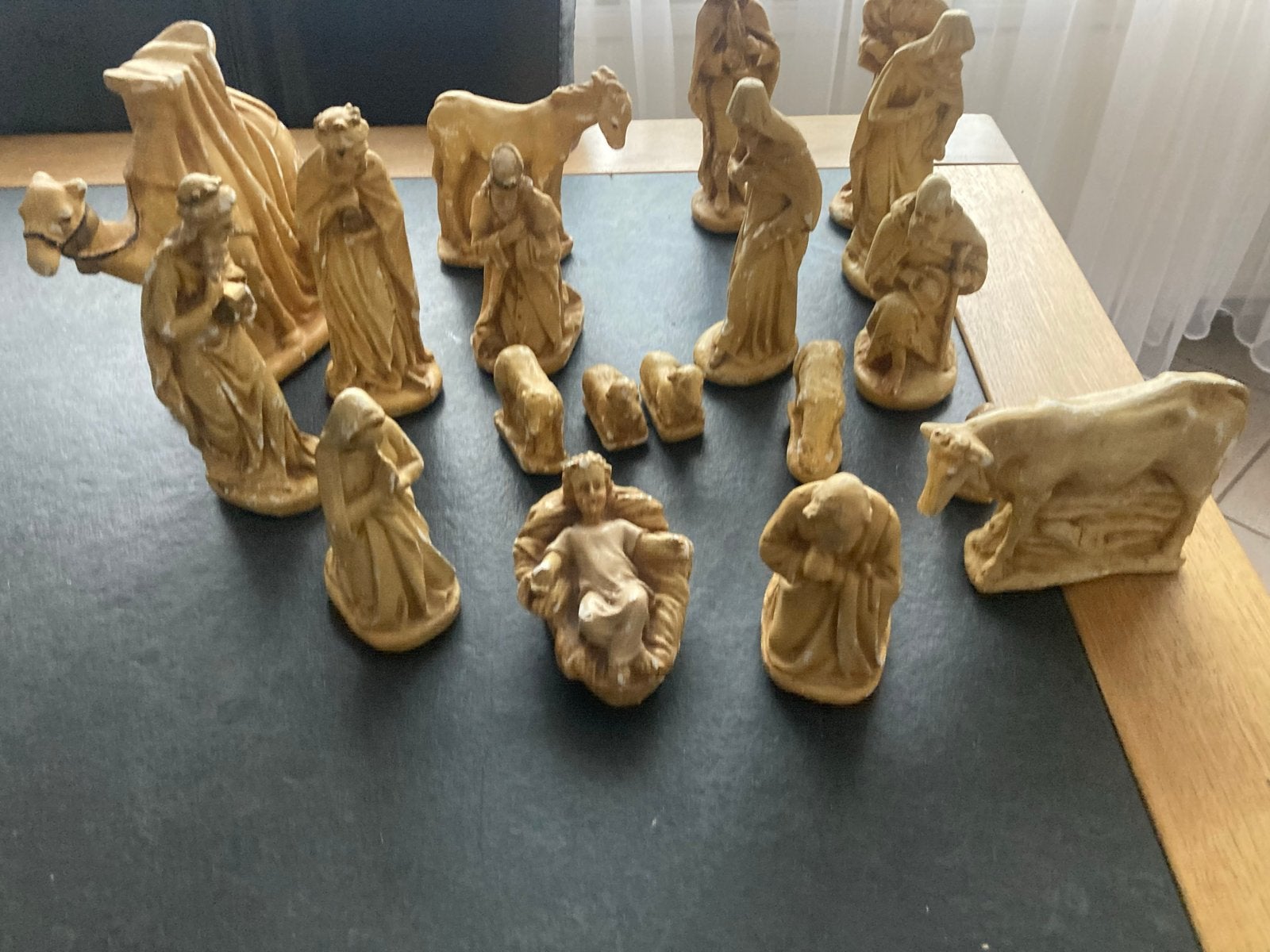 Vintage Kerststal Beeldjes Set - 18 Stuks, Ophalen of Verzenden, Gebruikt