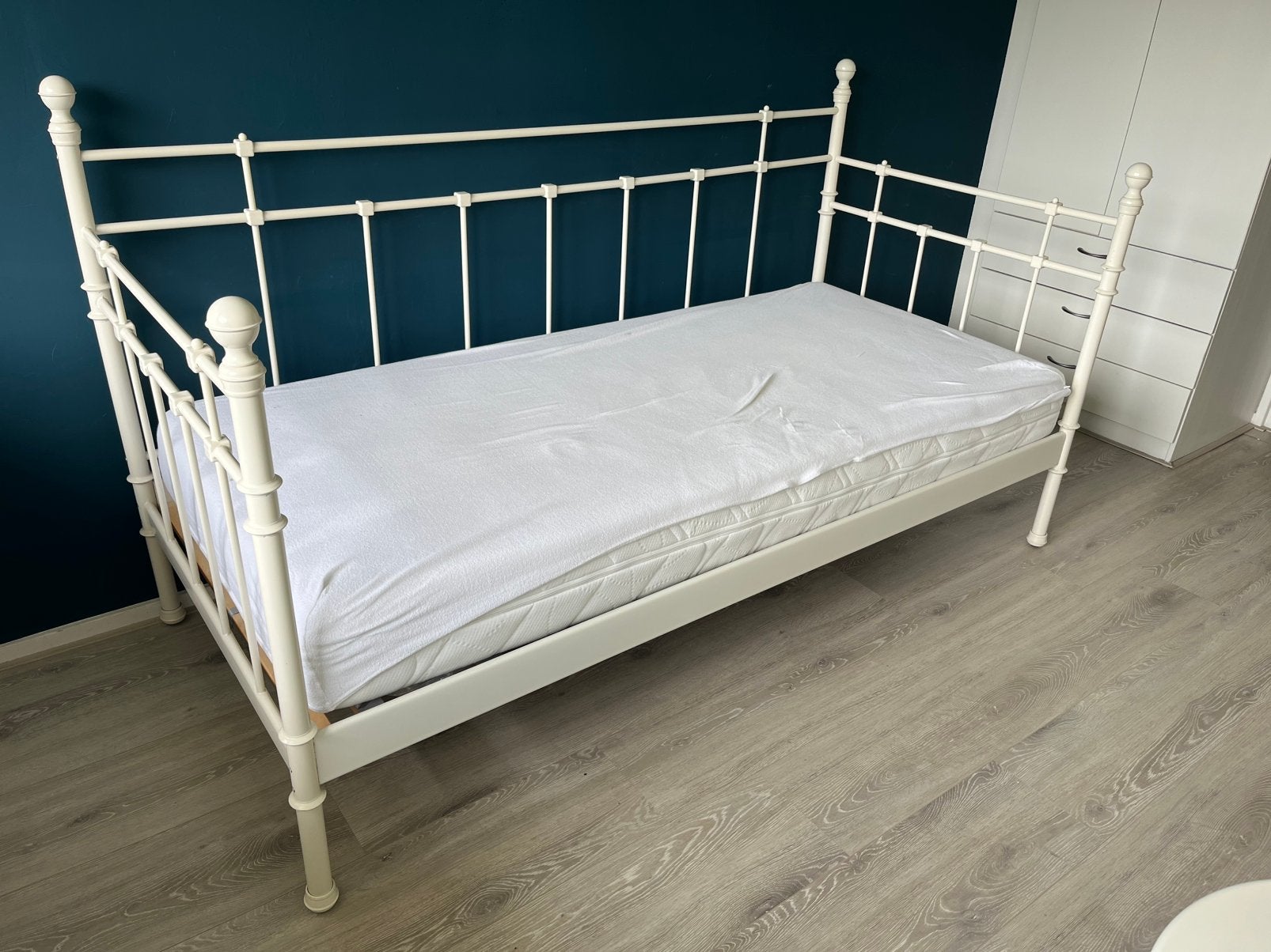 Ikea Tromsnes spijlen bed, Gebruikt, 90 cm, Eenpersoons, Wit