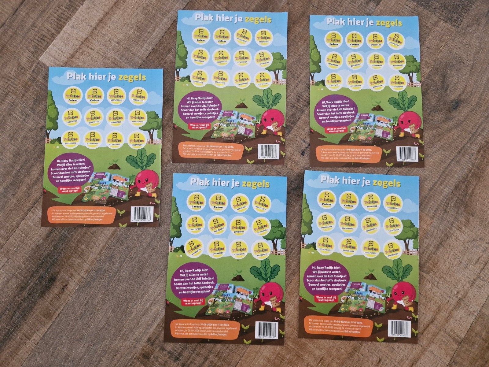 5 volle spaarkaarten Lidl Tuintjes, Verzamelen, Lidl, Ophalen of Verzenden