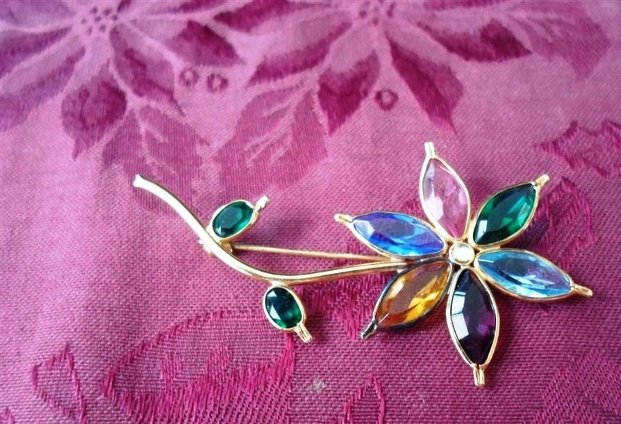Broche bloem AIROLDI 925. Verguld zilver. Jaren '80, Minder dan 4 cm, Ophalen of Verzenden, Zo goed als nieuw, Zilver