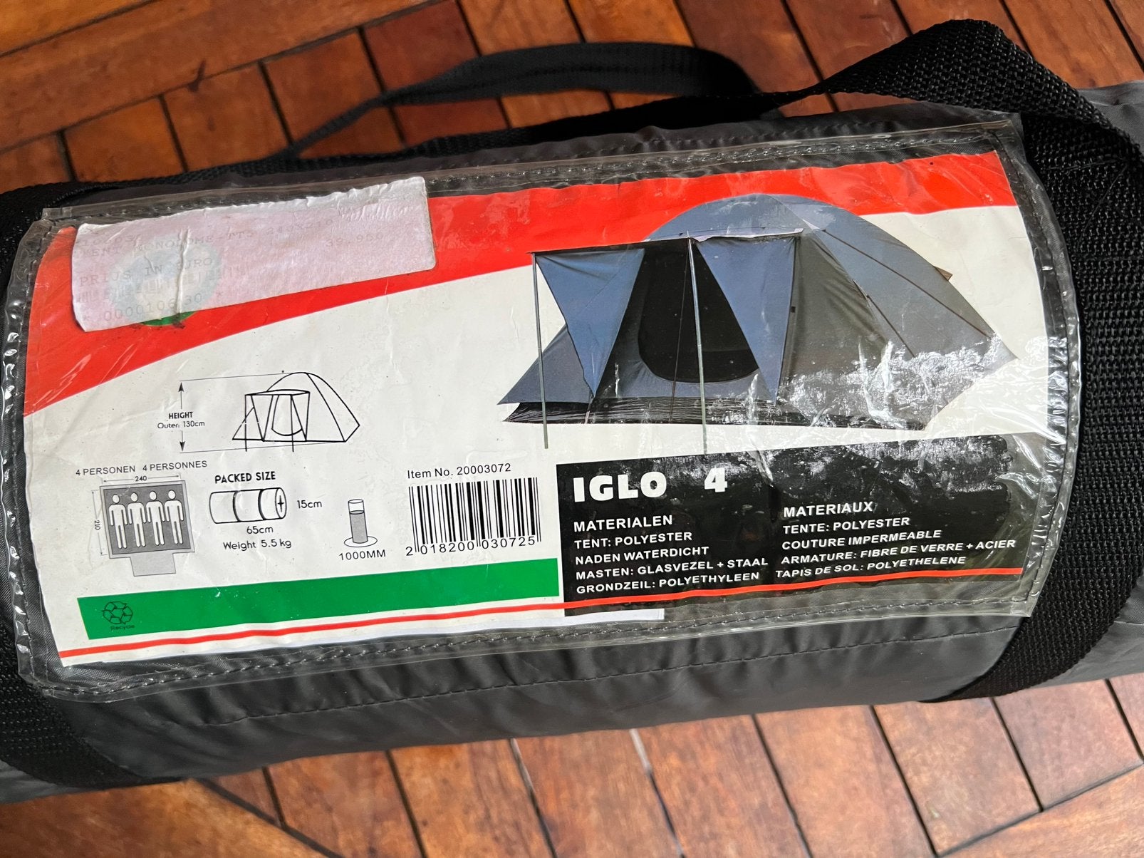 t.k.Iglo tent polyester 4p 5,5kg 65x15cm 1000mm, Ophalen of Verzenden, Gebruikt, Tot en met 4