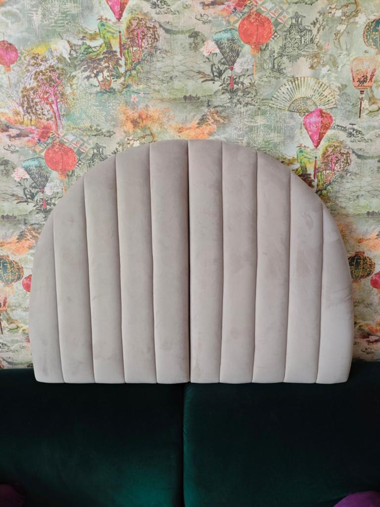 Beige fluwelen headboard H&M Home 90x69cm, Huis en Inrichting, Slaapkamer | Bedden, Ophalen, 90 cm, Eenpersoons, Beige