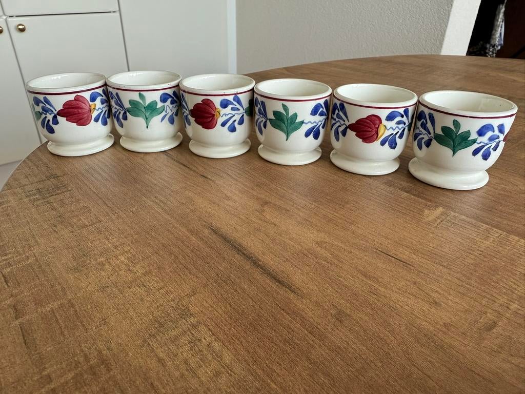 Boerenbont eierdopjes, Overige typen, Ophalen of Verzenden, Zo goed als nieuw, Aardewerk