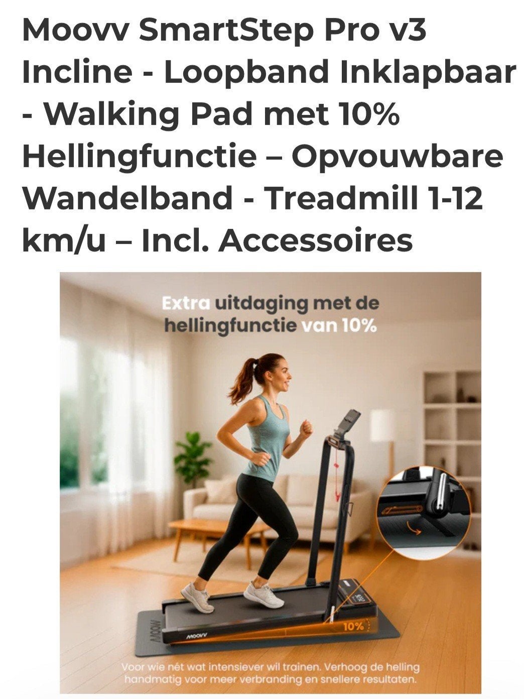 Moovv SmartStep Pro v3 Incline Loopband - Zo goed als nieuw, Ophalen of Verzenden, Zo goed als nieuw, Metaal, Loopband