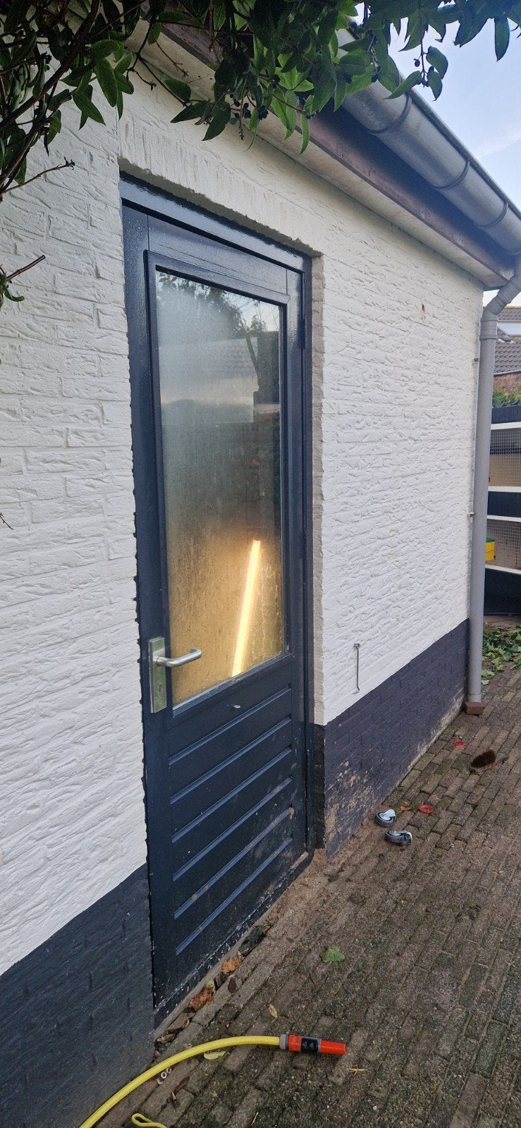 Gebruikte buitendeur met dubbel glas en houten paneel, Ophalen, Gebruikt, 80 tot 100 cm, Buitendeur