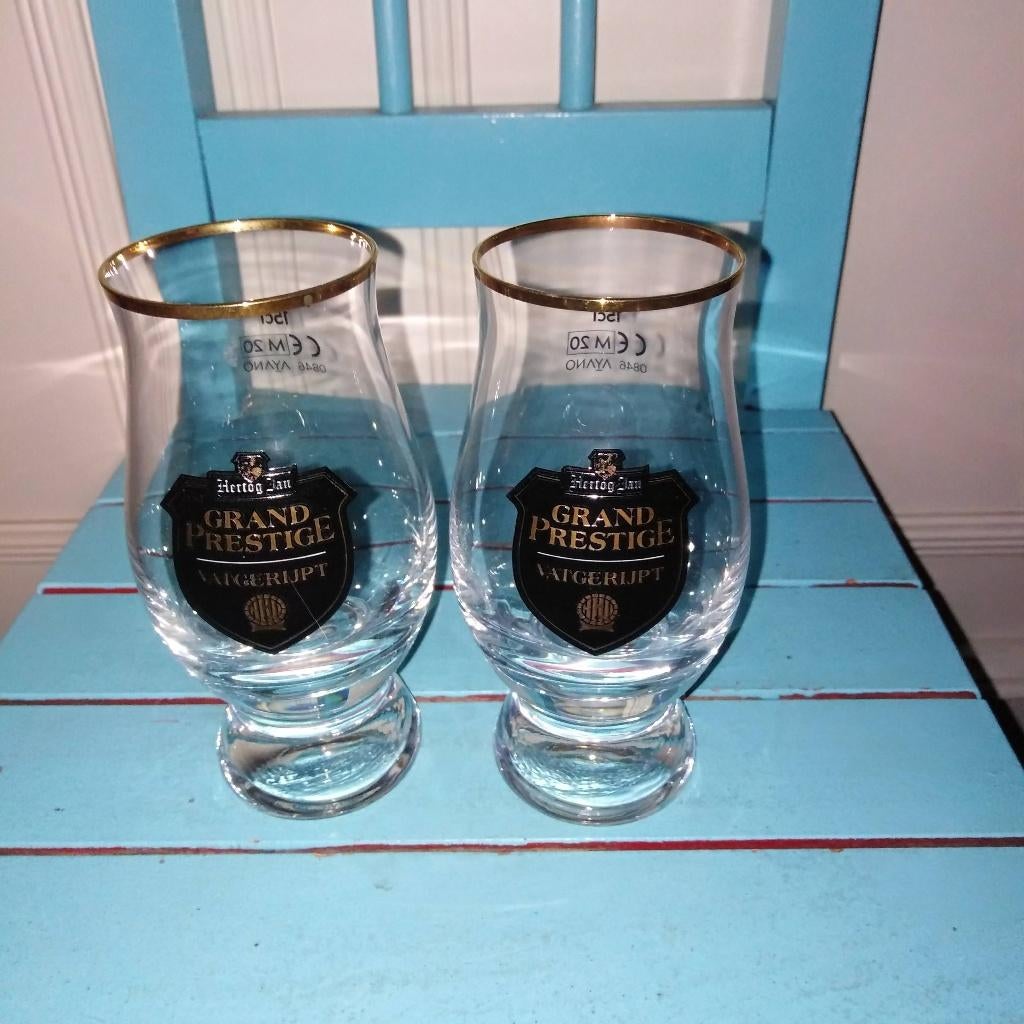 Hertog Jan Grand Prestige proefbierglaasjes 2 stuks, Ophalen, Zo goed als nieuw, Glas of Glazen, Hertog Jan