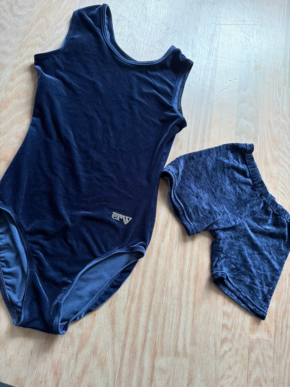 Turnpakje samensprong maat 164 met bijpassend broekje, Sport en Fitness, Gebruikt, Blauw, Turnpak(je), Kindermaat 122 t/m 140