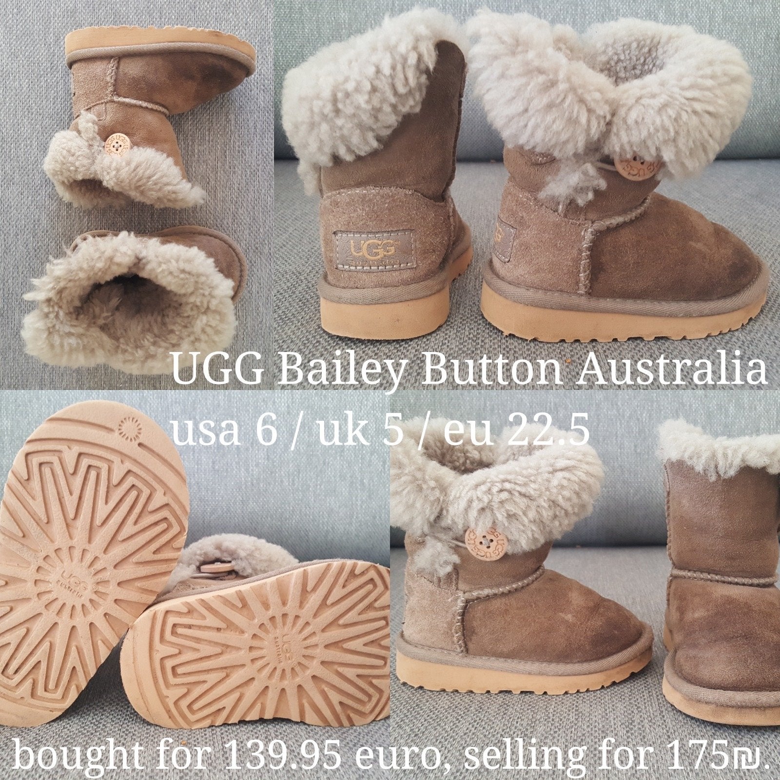 Ugg Bailey Button Australia laarzen - Maat 22.5, Ophalen of Verzenden, Gebruikt, Meisje, Laarzen