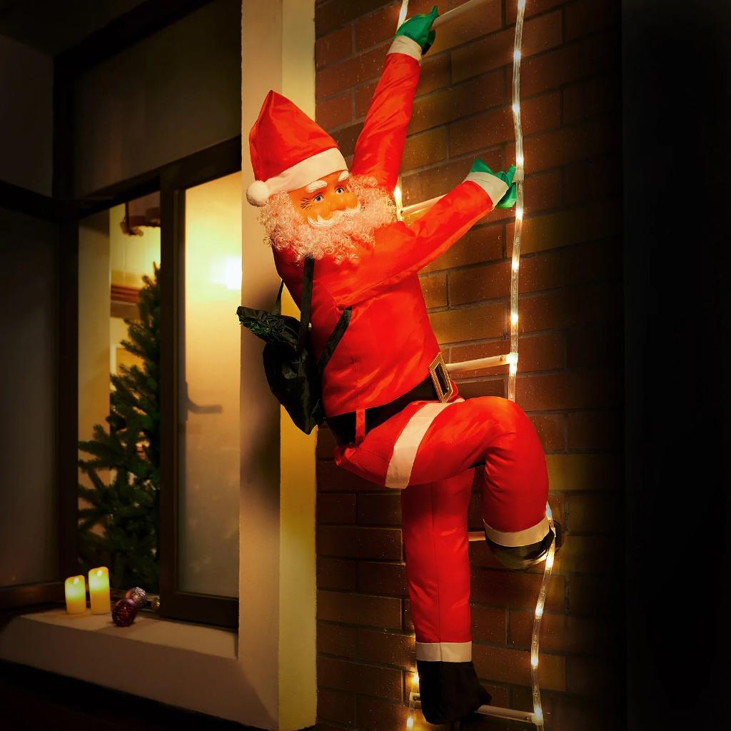 Kerstman Op ladder. & Prachtige Led-Verlichting. 240cm & RC., Diversen, Kerst, Ophalen of Verzenden, Nieuw