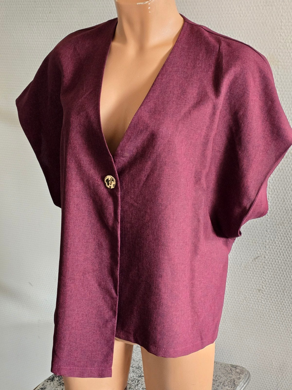 Shein Curve Bordeauxrode vestje met Korte Mouwen maat 1XL, Kleding | Dames, Truien en Vesten, Maat 46/48 (XL) of groter, Ophalen of Verzenden